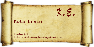 Kota Ervin névjegykártya